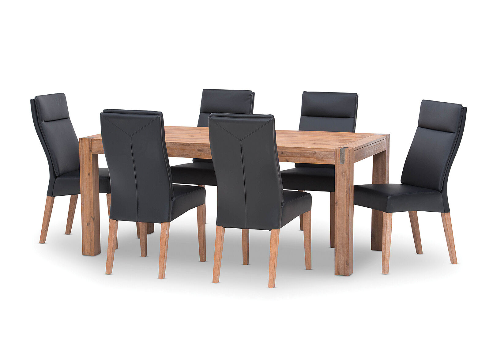 BLACK/PEWTER SILVERWOOD 7 Piece Dining Suite with Asheville Chairs