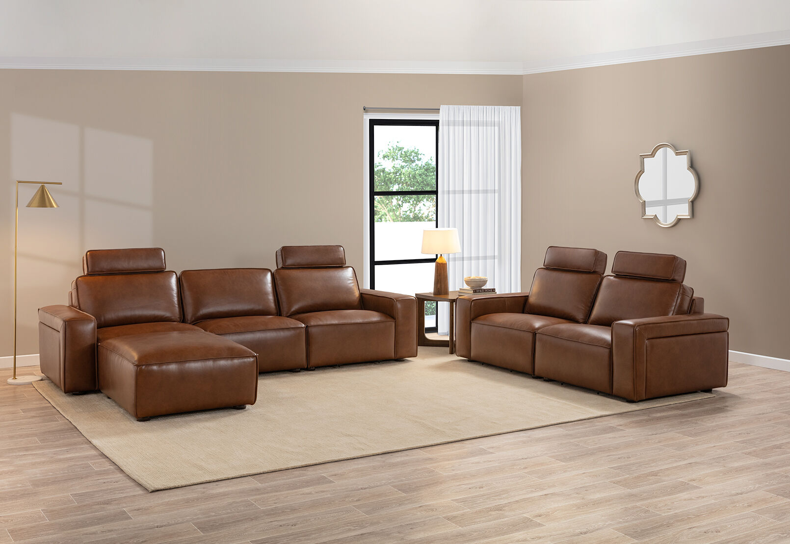BARTELLE LEATHER - 3.5 Seater Sofa with Ottoman BARTELLE LEATHER