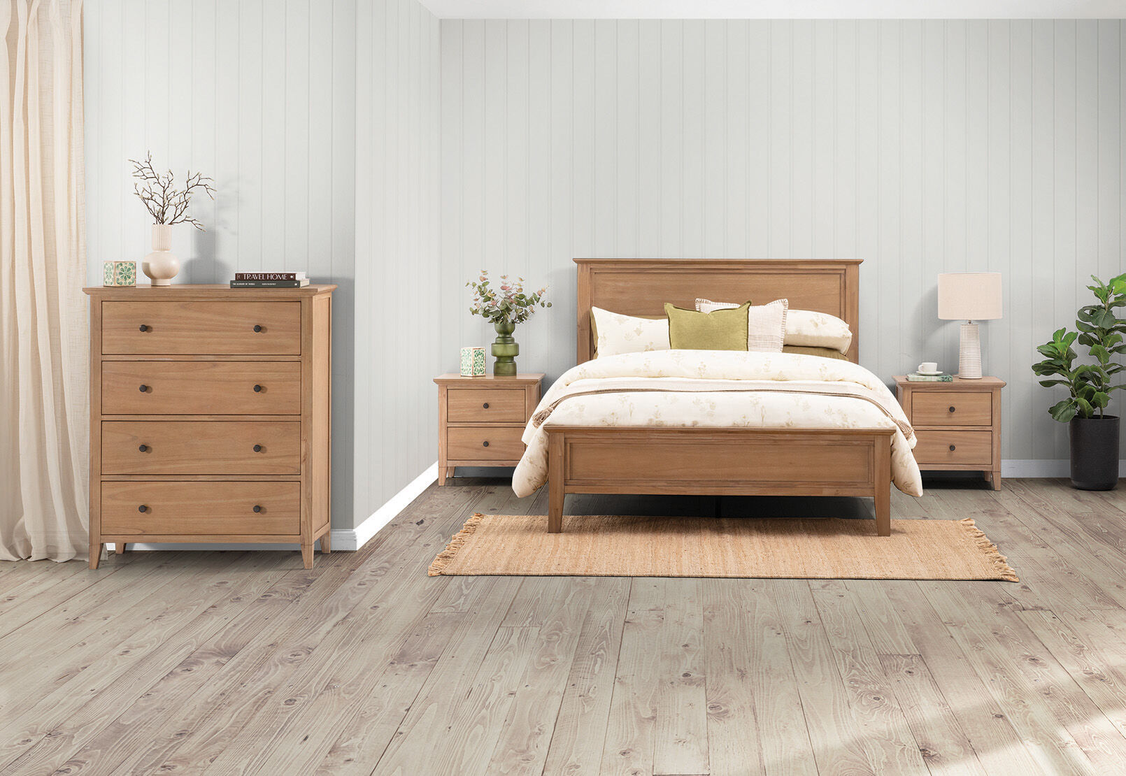 LOURDES - 4 Piece Queen Bed Tall Chest Suite LOURDES