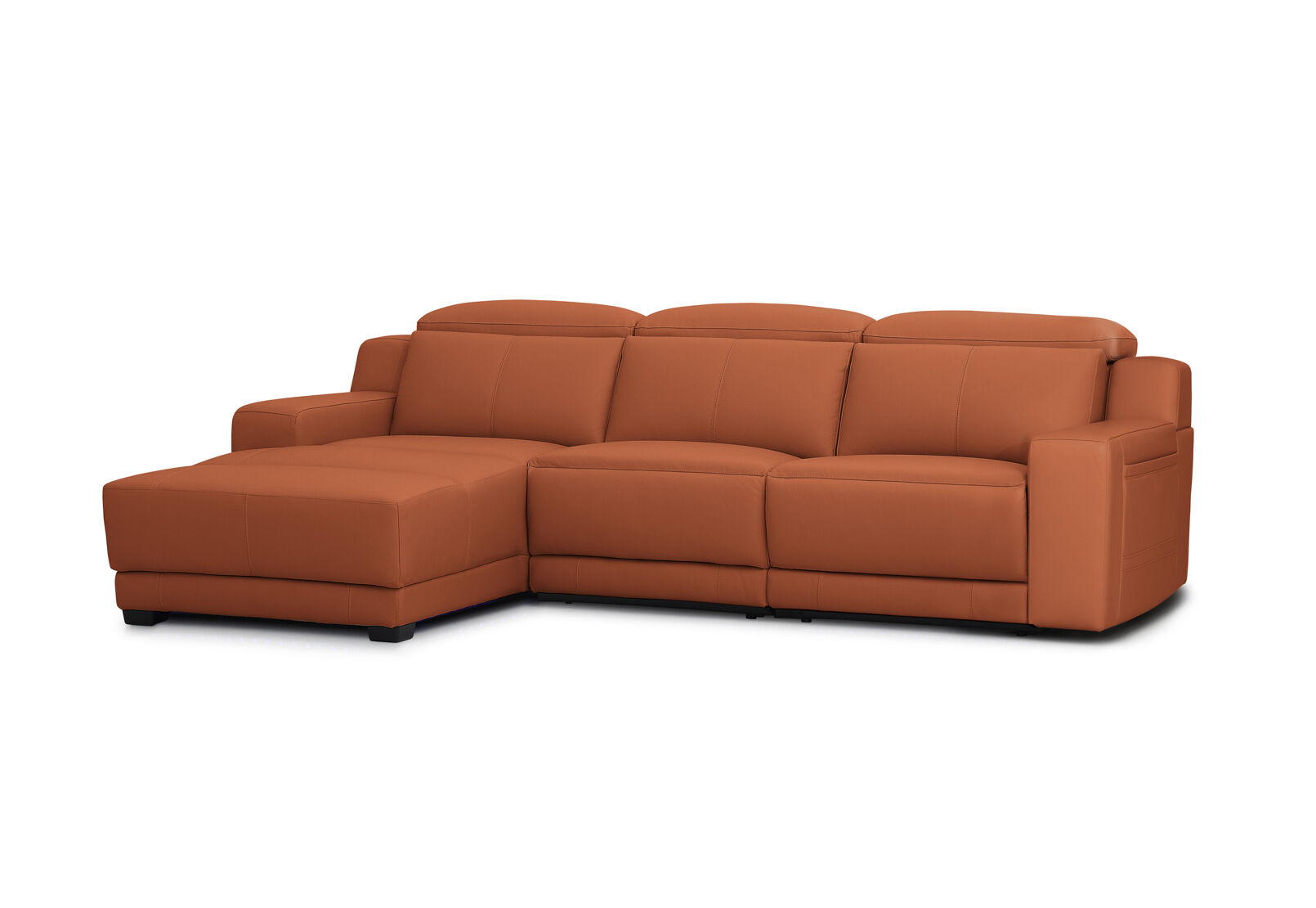 VANTRO LEATHER - 3 Seater LHF Chaise with Inbuilt Electric Recliner VANTRO LEATHER