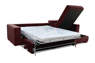 ANGUS VELVET - Right-Hand Facing 3 Seater Chaise with Sofa Bed