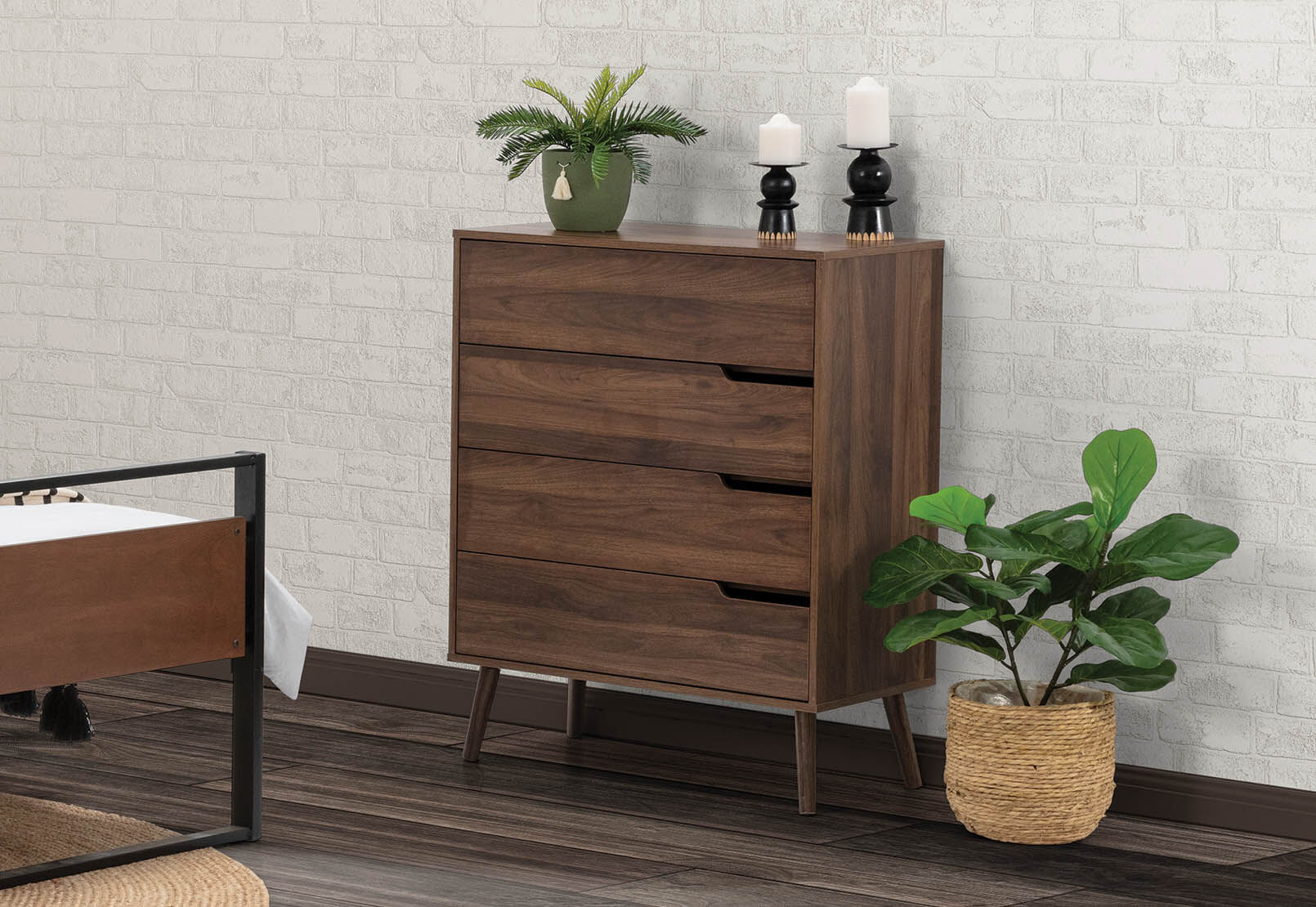 WALNUT ERNEST 4 Drawer Tall Chest