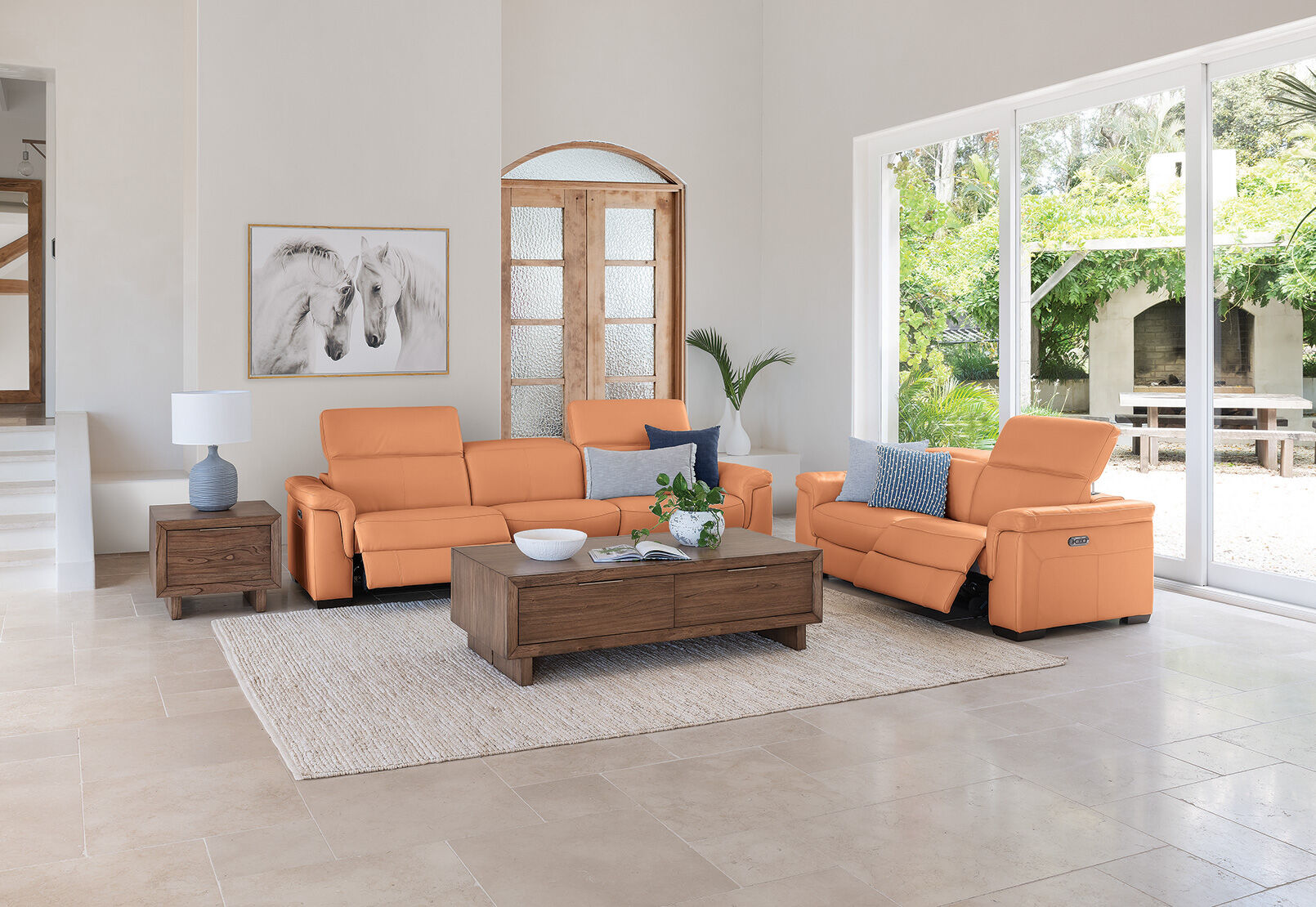 LUCIANO - Leather 3.5 Seater Sofa with 2 Electric Recliners LUCIANO