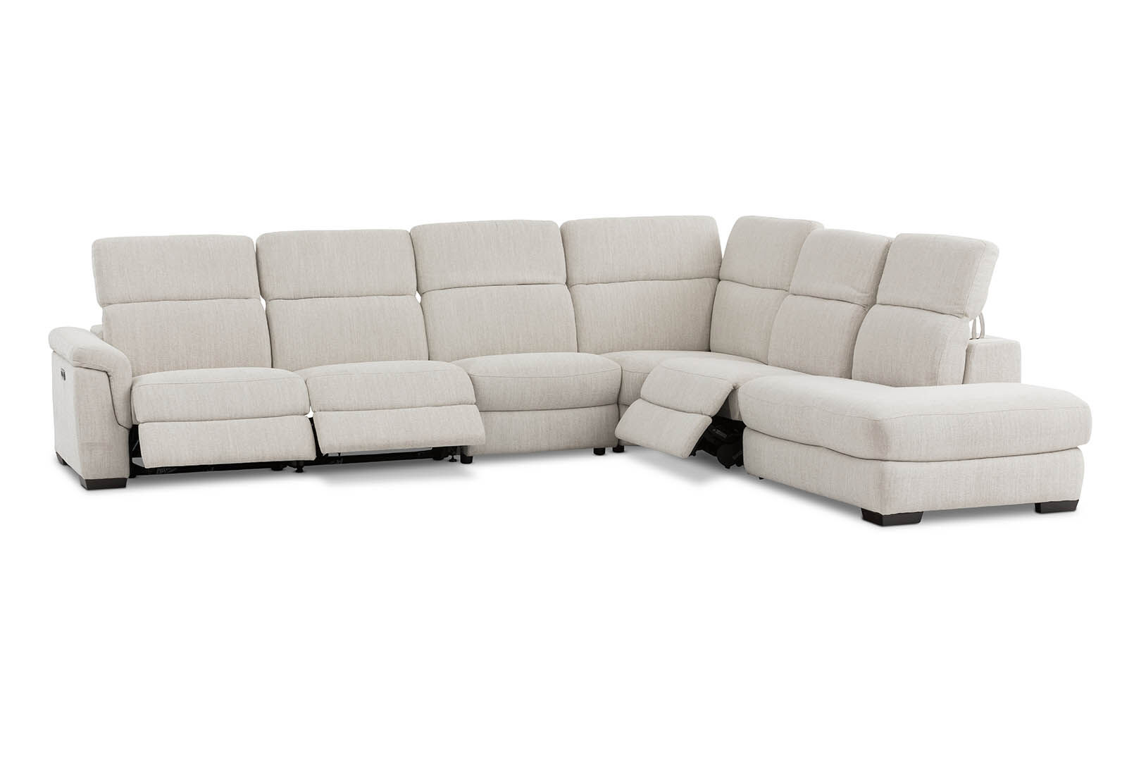 LUCIANO - Fabric Corner Lounge with 3 Inbuilt Electric Recliners and Right-Hand Facing Chaise LUCIANO