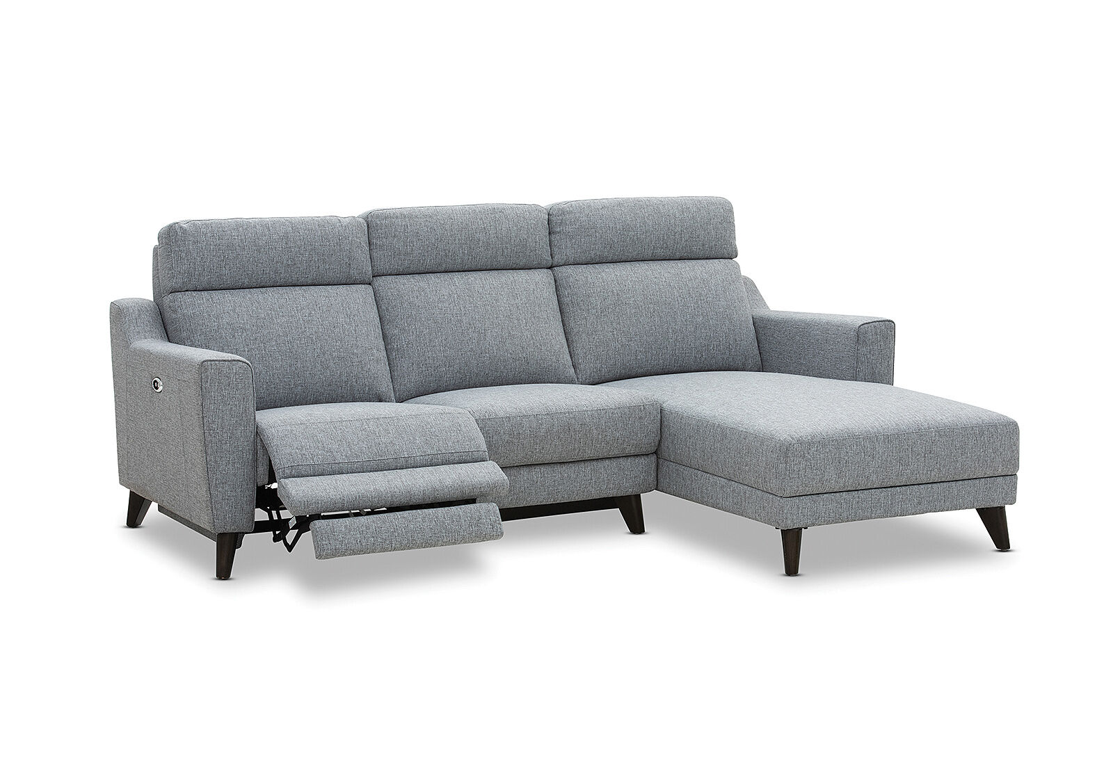 DELUCA - Fabric 3.5 Seater RHF Chaise with Inbuilt Electric Recliner DELUCA