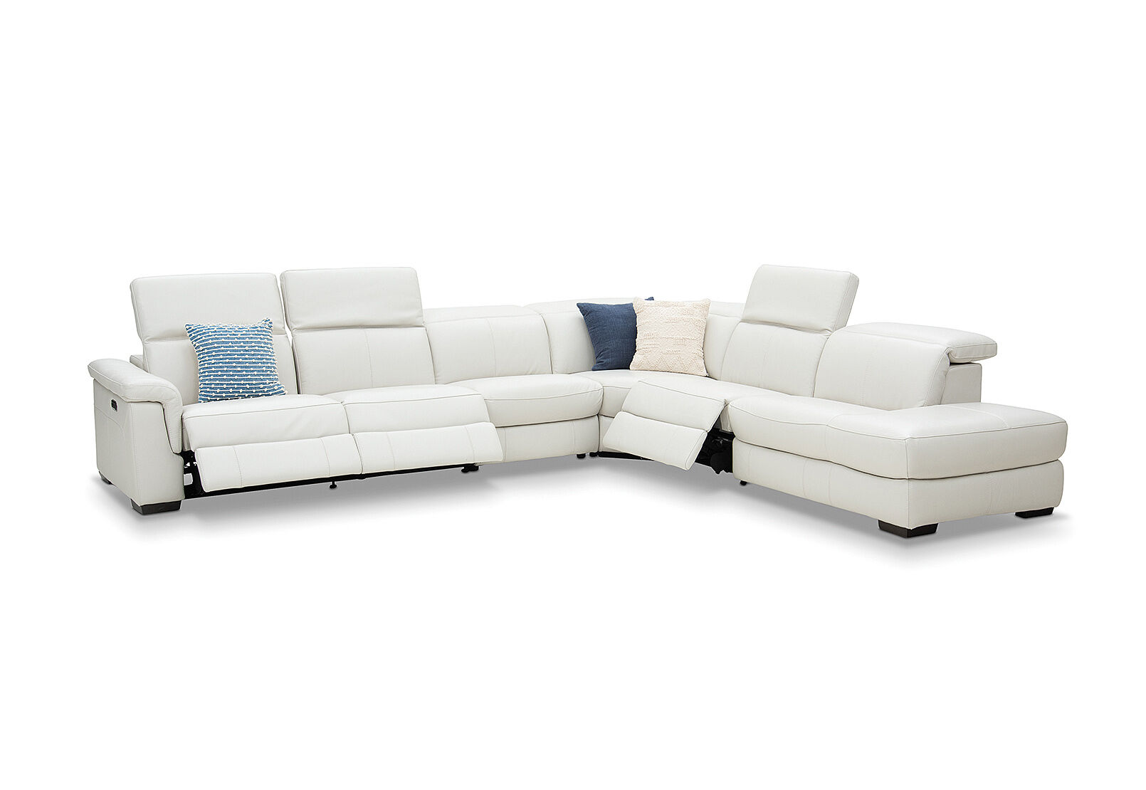 LUCIANO - Leather Corner Lounge with 3 Inbuilt Electric Recliners and Right-Hand Facing Chaise LUCIANO