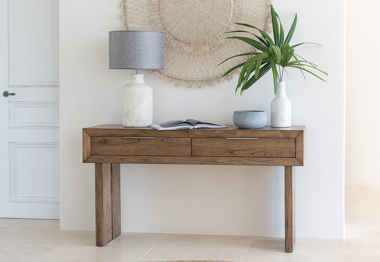 LIGHT WALNUT SORVINO 2 Drawer Sofa Table Amart Furniture