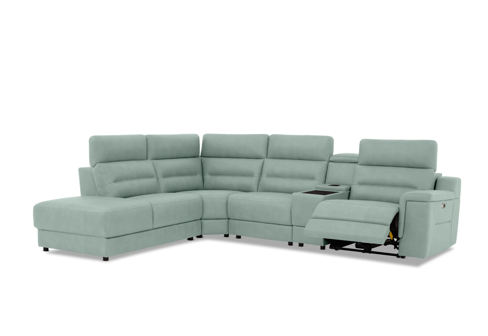 JEFFRIES FABRIC - Corner Lounge with Inbuilt Electric Recliner and LHF Chaise JEFFRIES FABRIC