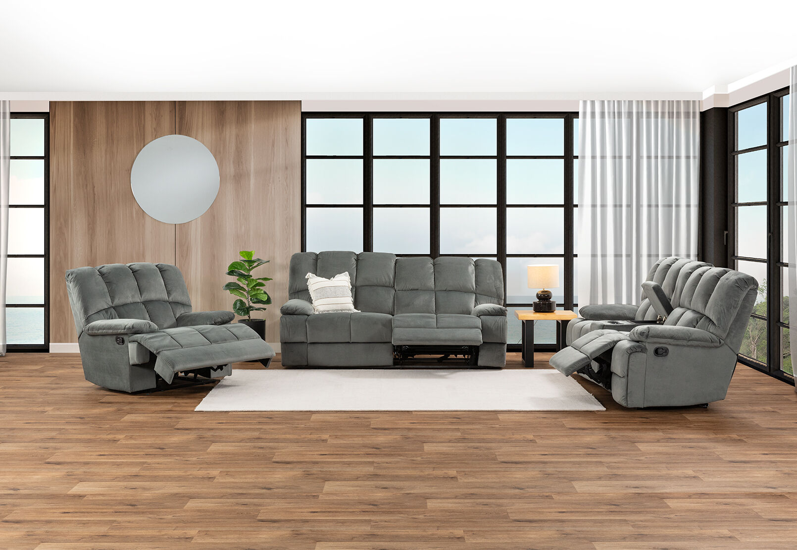 LEBRON FABRIC - 3 Seater with 2 inbuilt Recliners LEBRON FABRIC