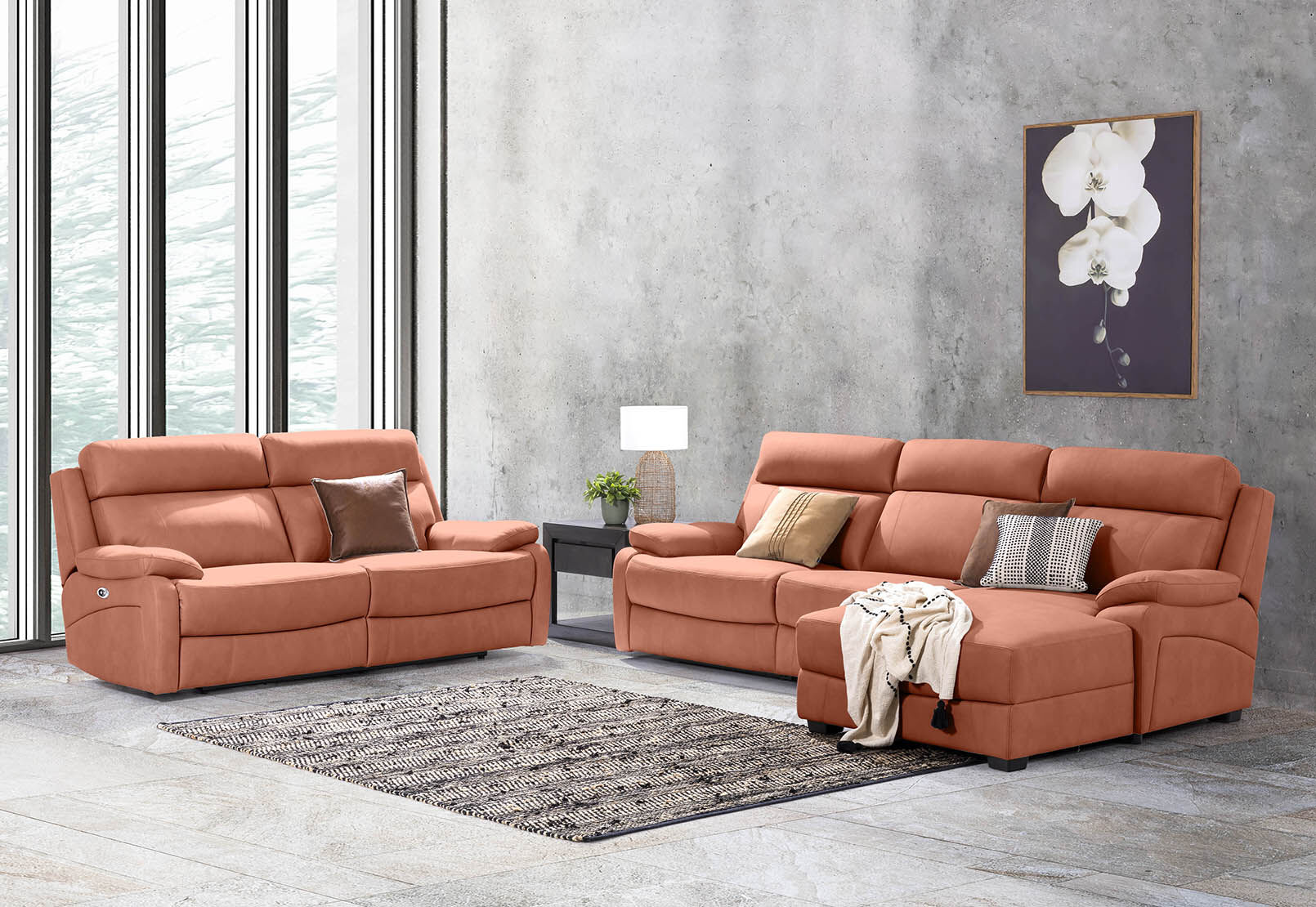 LYNCOLN - Fabric 2.5 Seat Sofa with Inbuilt Electric Recliners LYNCOLN