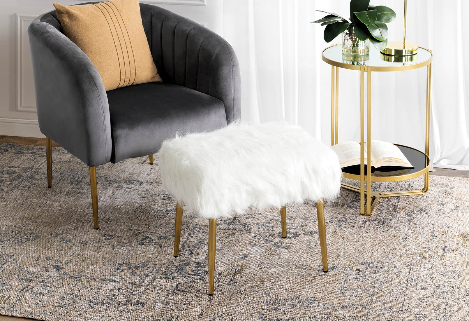 WHITE PAULETTE White Stool Amart Furniture