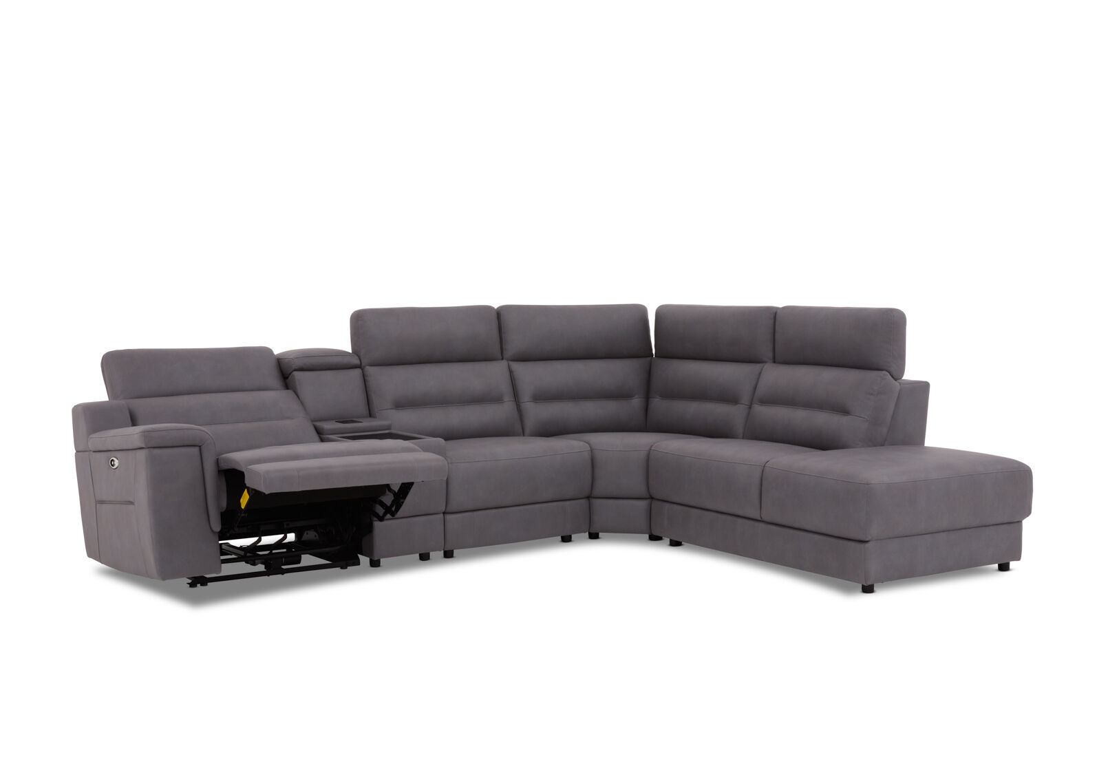 JEFFRIES FABRIC - Corner Lounge with Inbuilt Electric Recliner and RHF Chaise JEFFRIES FABRIC