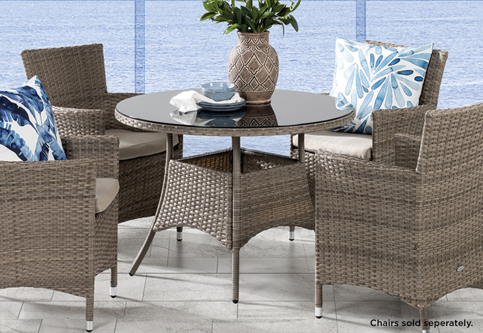 SOFT GREY BARBOSA Outdoor Round Dining Table Amart Furniture