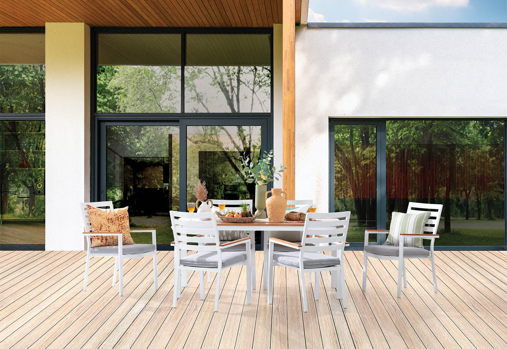 WHITE OAKLYN 7 Piece Outdoor Dining Setting