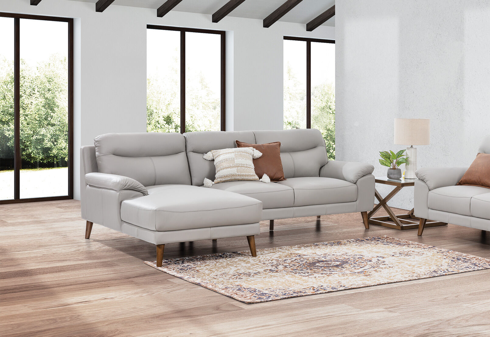 CASPIAN - Leather 3 Seat LHF Chaise CASPIAN