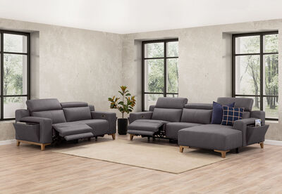 GAGE FABRIC - 3 Seater Sofa with Electric Recliner and RHF Chaise
