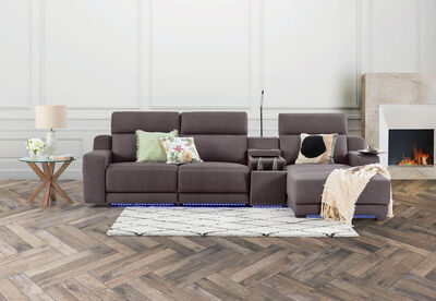CASSIUS MK2 - Fabric 3 Seater Right-hand Facing Chaise with Inbuilt Electric Recliner