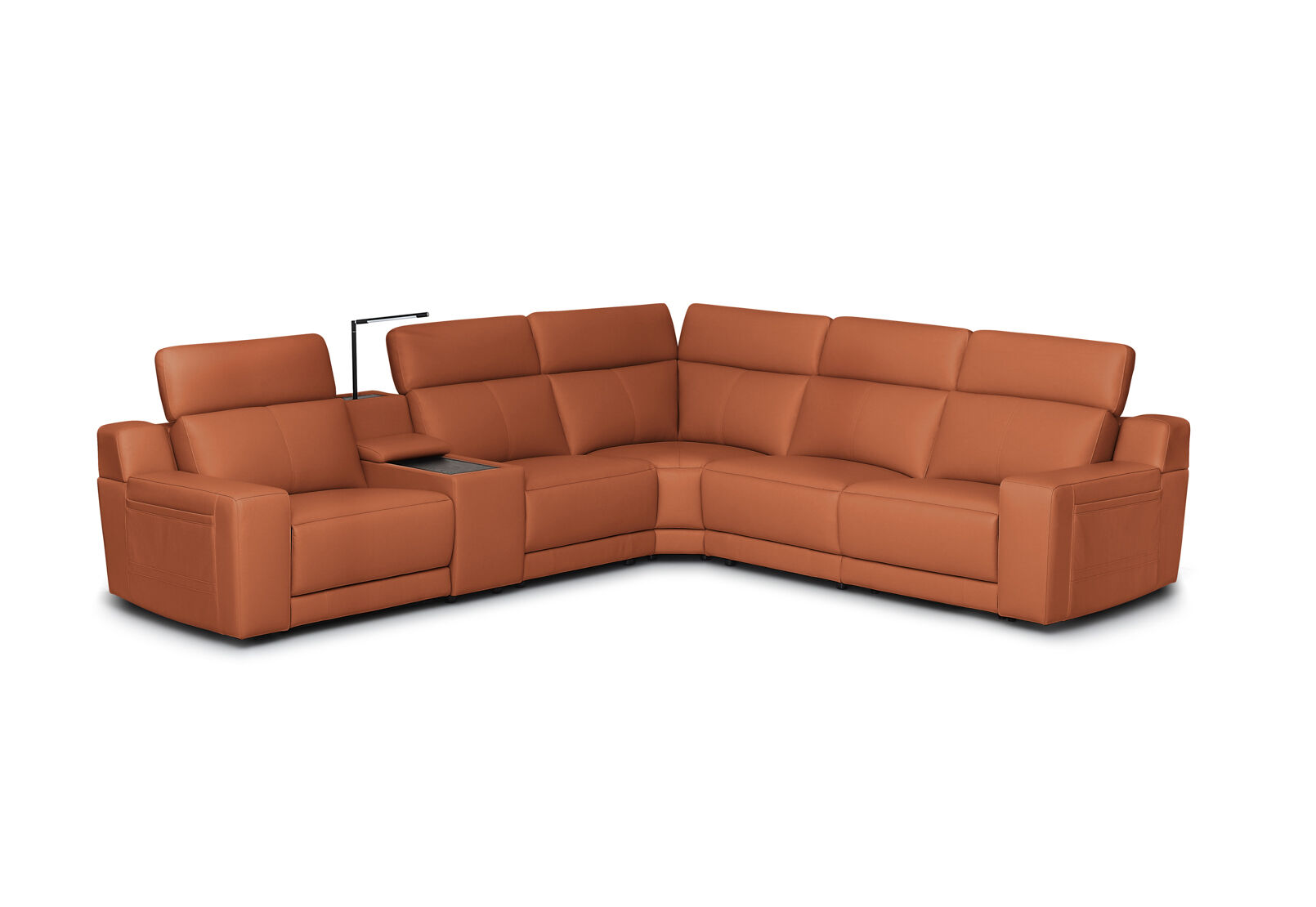 VANTRO LEATHER - Corner Lounge with 2 Inbuilt Electric Recliners and Console VANTRO LEATHER