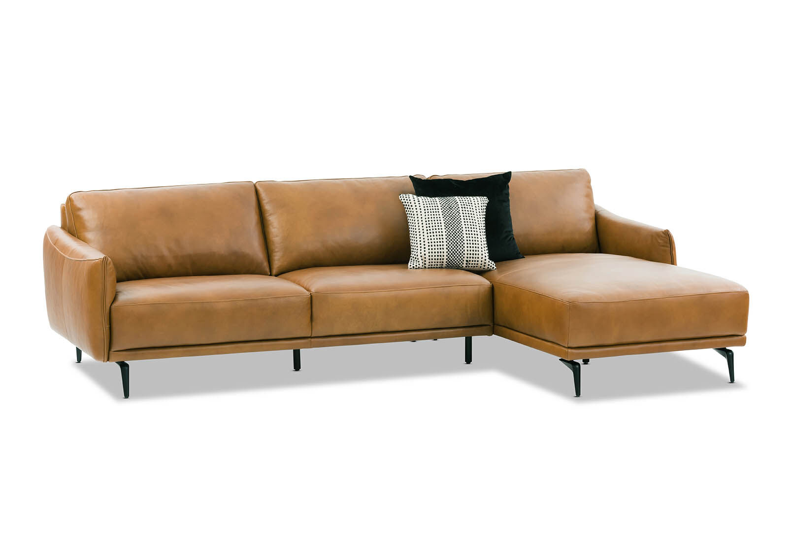 Leather 3 seater with shop chaise