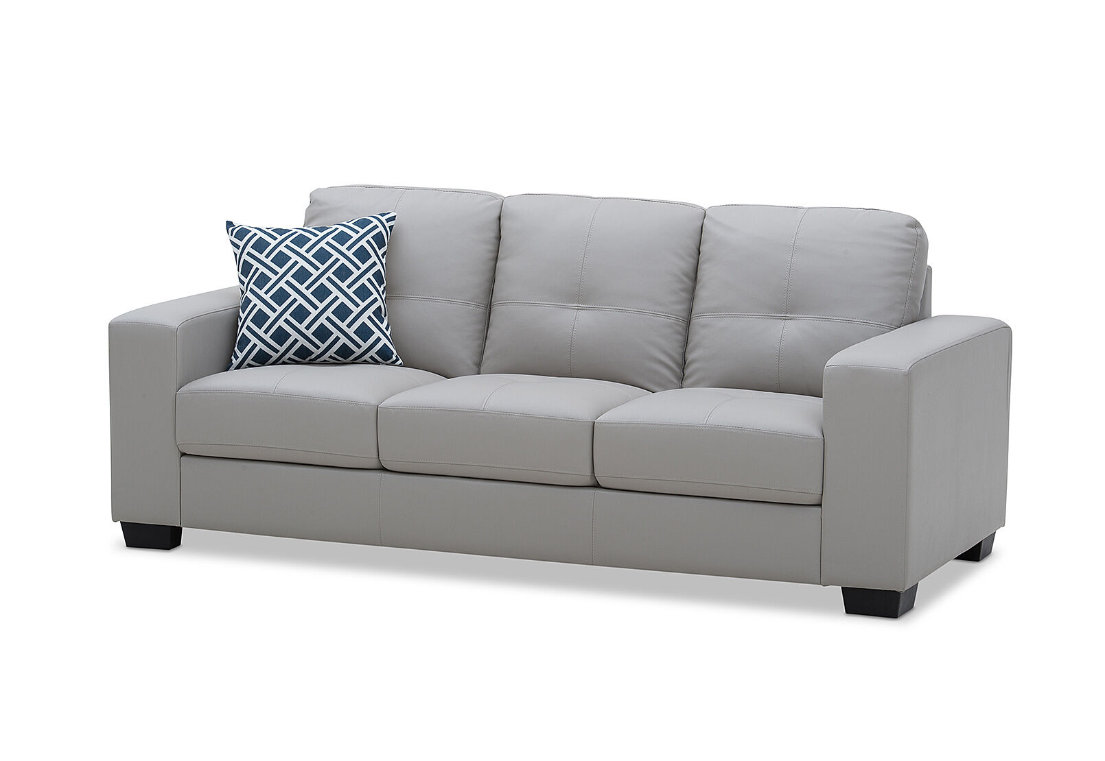 LIGHT GREY DIAMOND LeatherLook 3 Seater Sofa