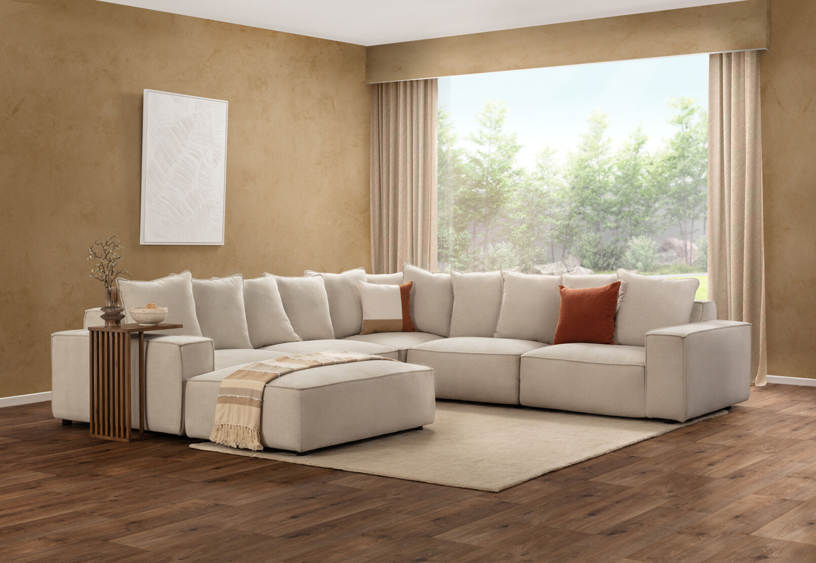 TILLEY FABRIC - Corner Lounge with Ottoman ( Fabric) TILLEY FABRIC