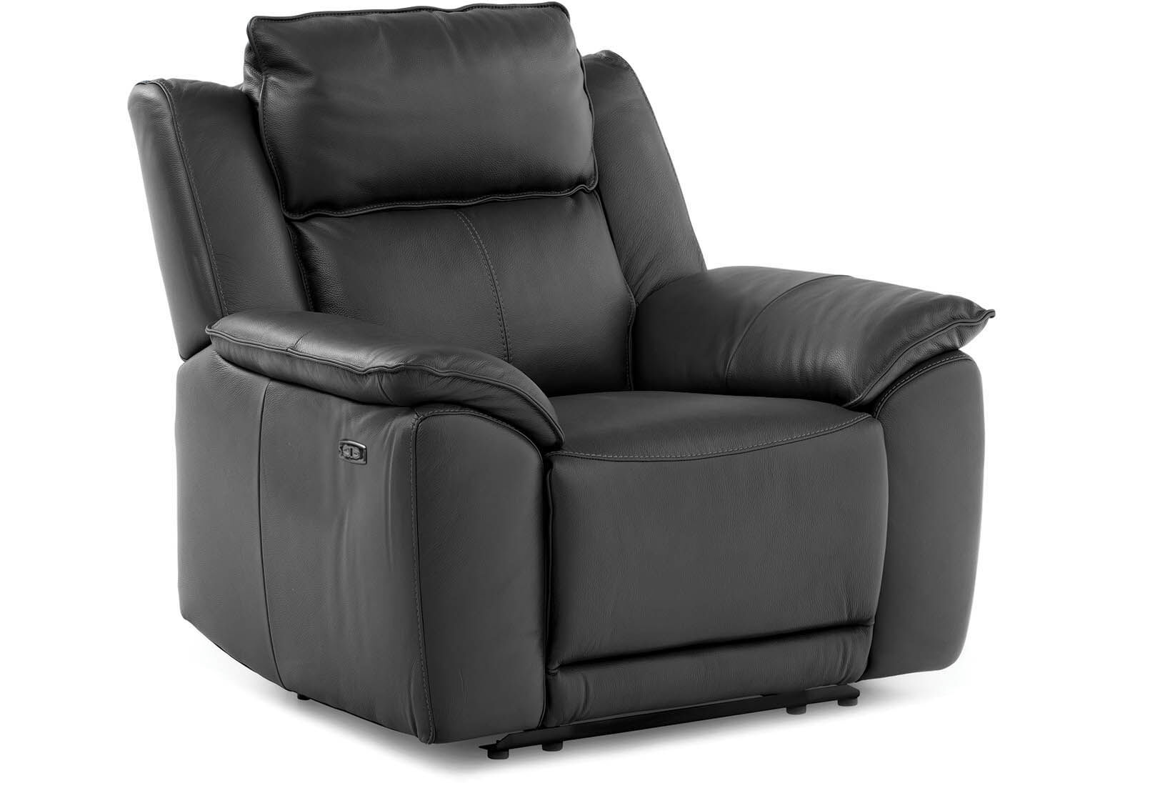 BLACK EDWIN Leather Electric Recliner Amart Furniture