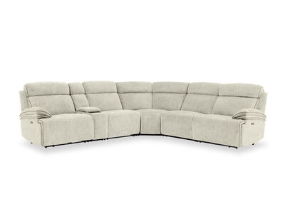 SEYMOUR FABRIC - 5 Seater Corner Lounge with LHF Console