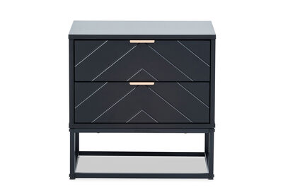 HARDING - Black 2 Drawer Bedside