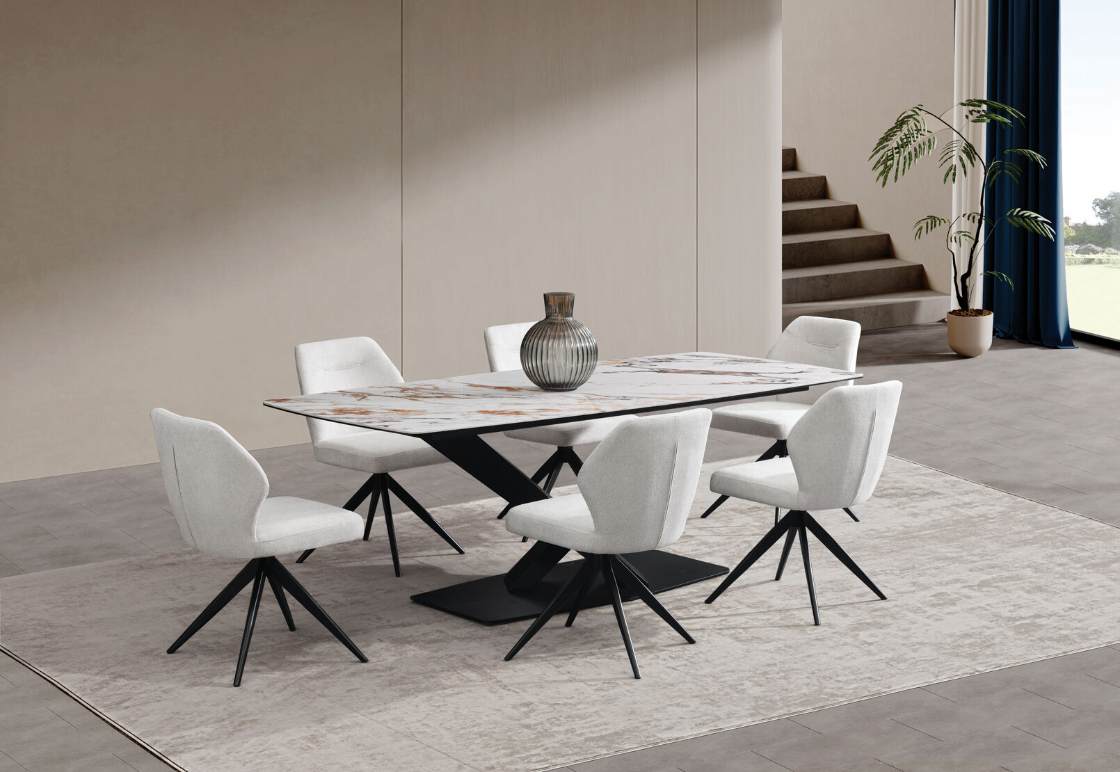 LEGANA - 7 Piece Dining Suite with Aldric Dining Chairs LEGANA
