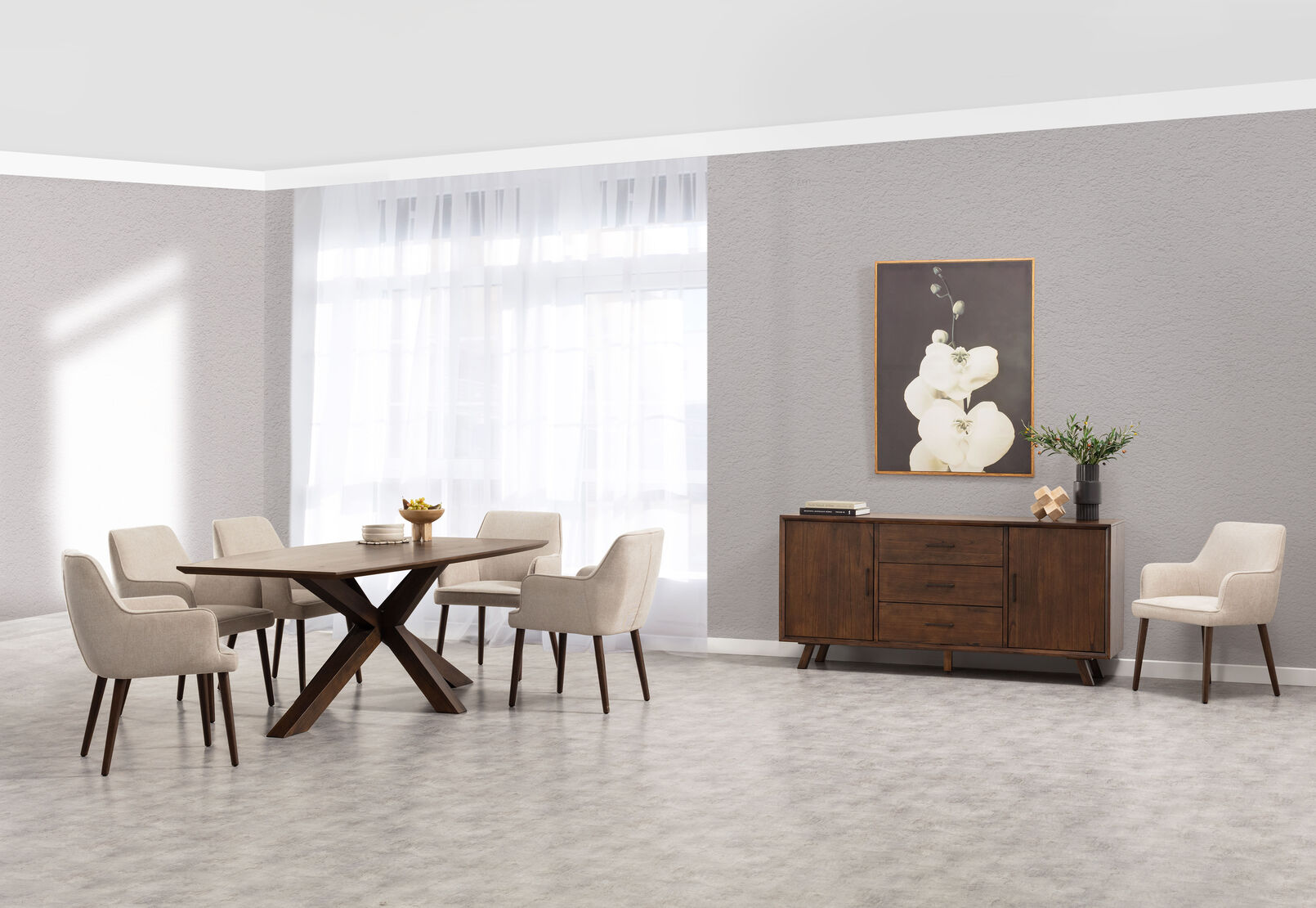 AUGUSTUS - 7 Piece Suite with Graysen Dining Chairs. AUGUSTUS