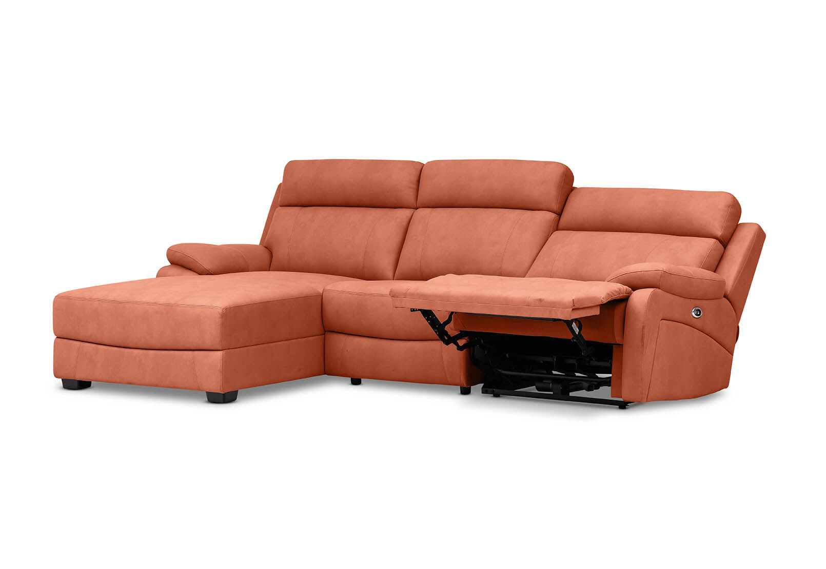 LYNCOLN - Fabric 3.5 Seat Left Hand Facing Chaise with Drop Down Table LYNCOLN