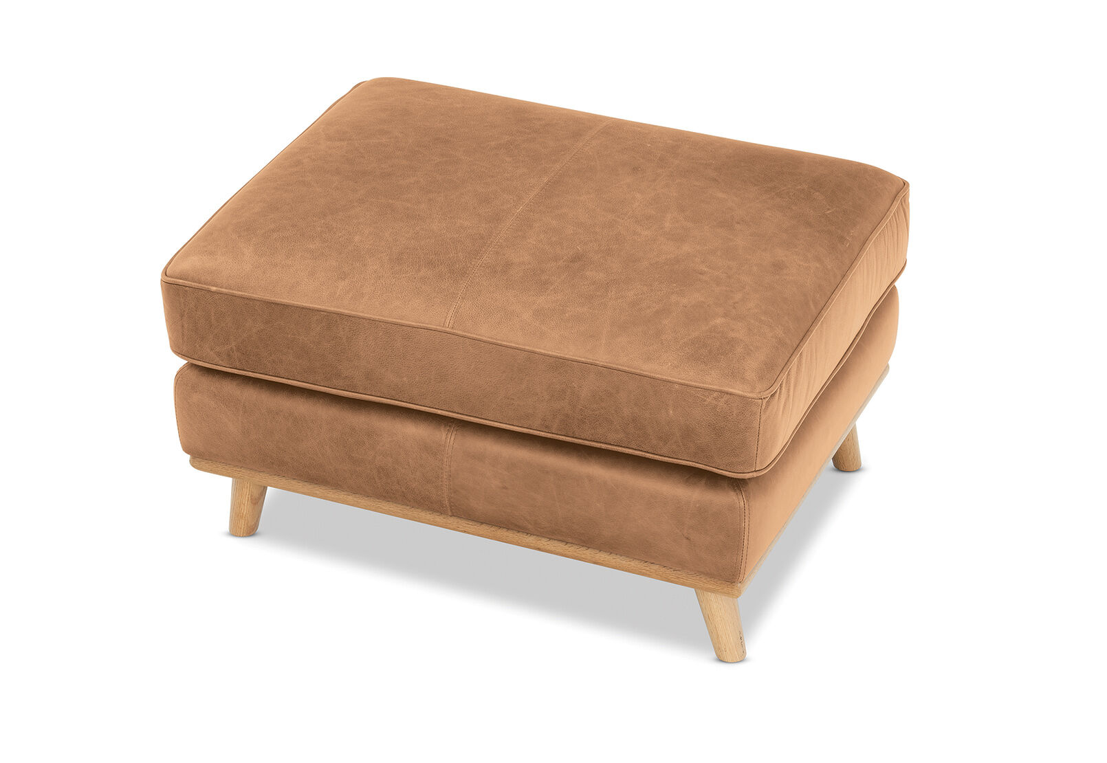 Light brown leather hot sale ottoman