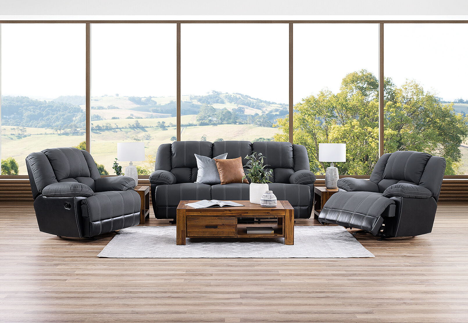 MADDEN - Fabric 3 Piece Recliner Suite. MADDEN