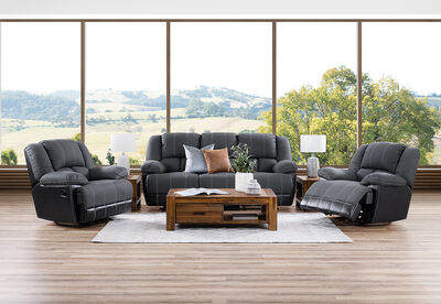 MADDEN - Fabric 3 Piece Recliner Suite.