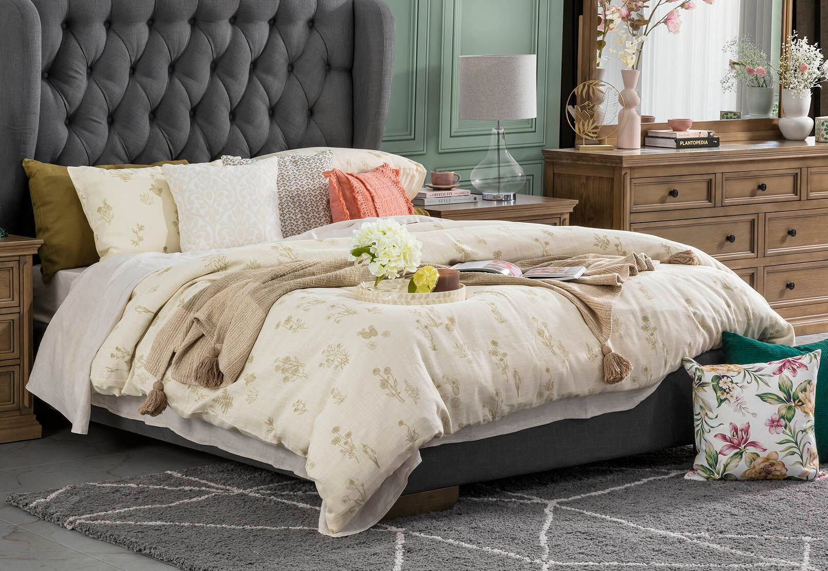 NATURAL TRUDY King Bed Quilt Cover Set