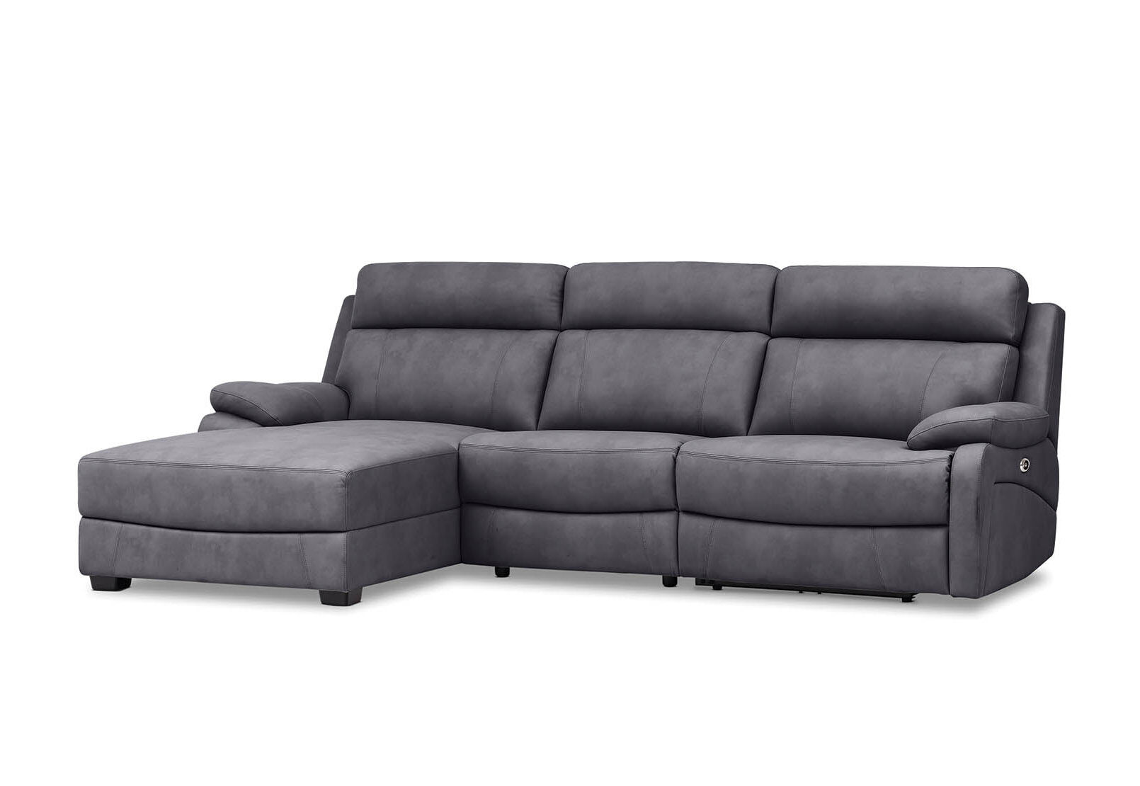 LYNCOLN - Fabric 3.5 Seat Left Hand Facing Chaise with Drop Down Table LYNCOLN