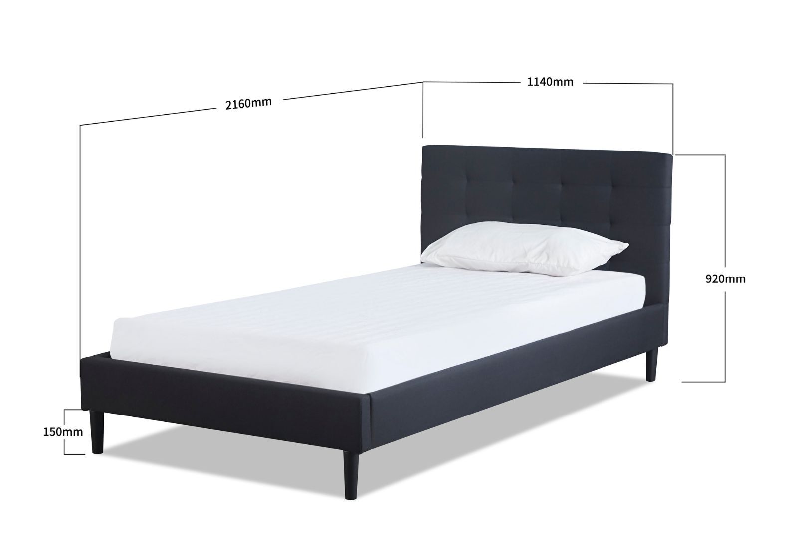MURTEN - Charcoal King Single Bed MURTEN