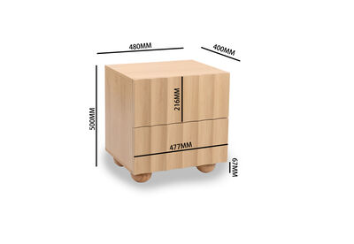 POWERS - 2 Drawer Bedside Table