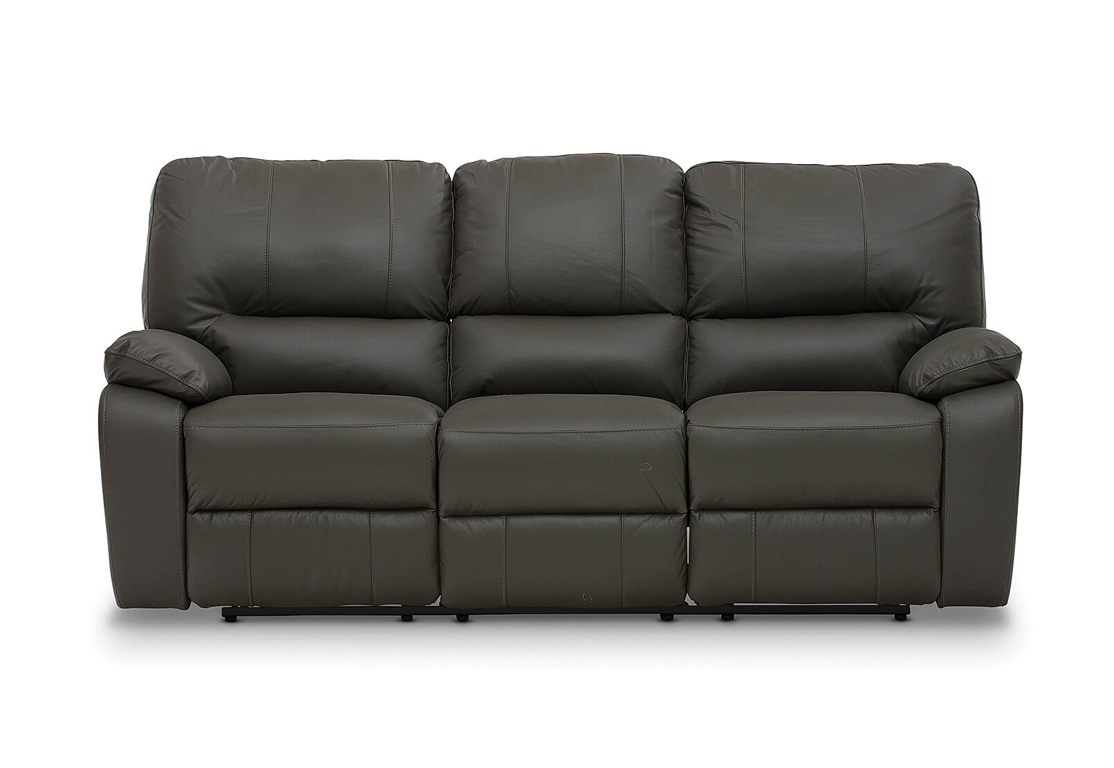 CHARCOAL ASCOT Leather 3 Seater with 2 InBuilt Recliners Amart Furniture