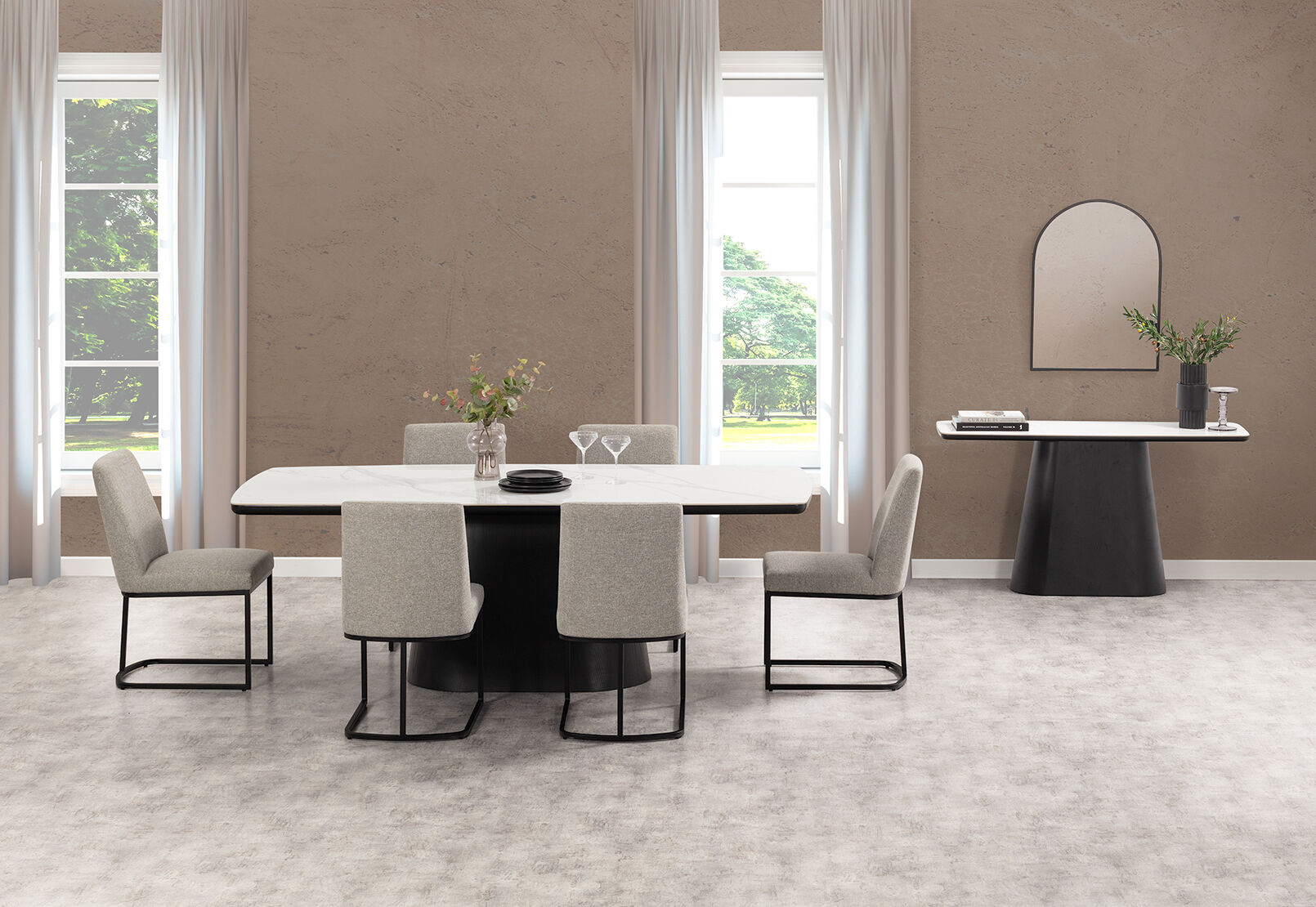 DORVAL - 7 Piece Dining Suite with Nevis Chairs DORVAL