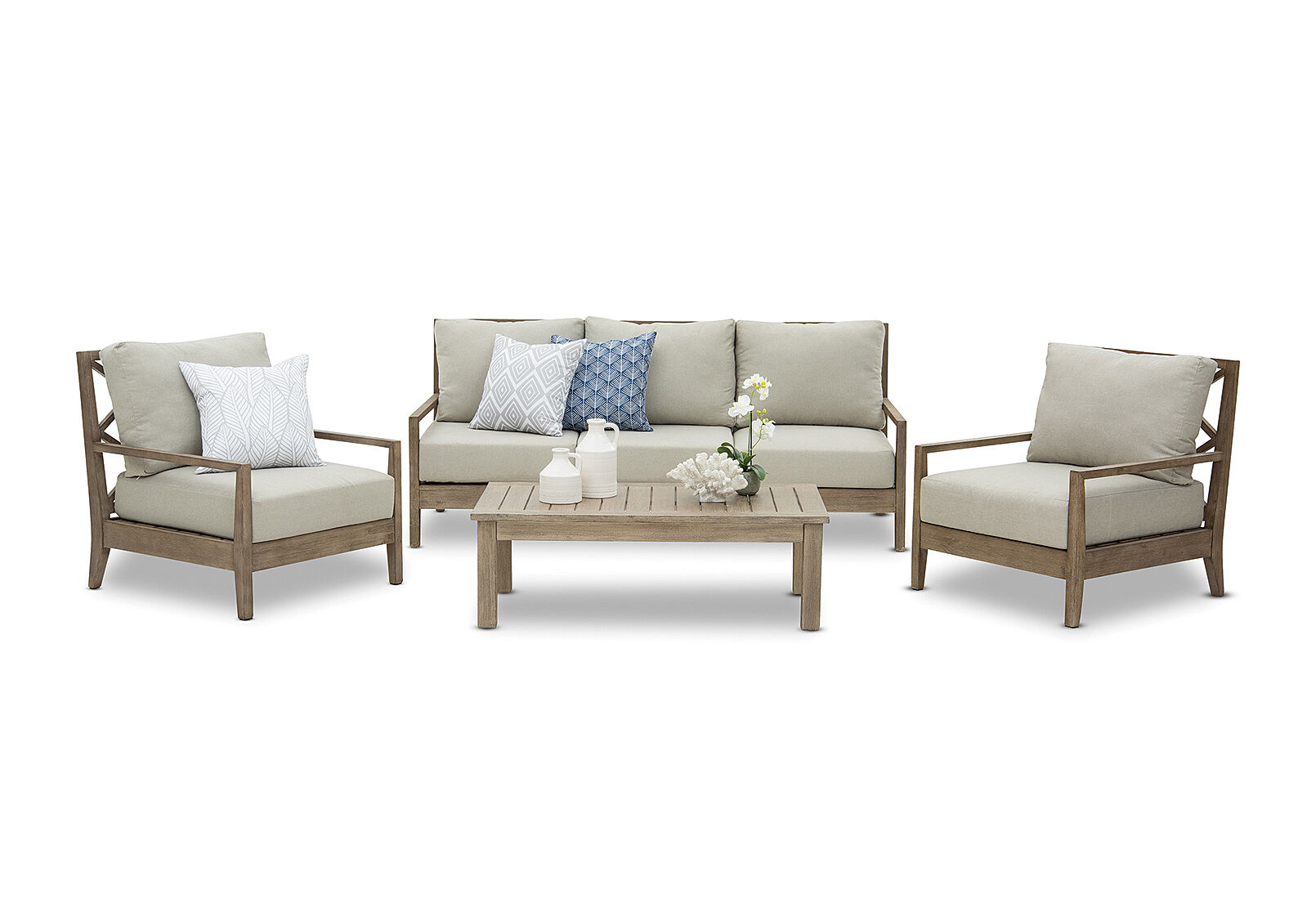 weather grey lillian 4 piece outdoor lounge setting amart furniture