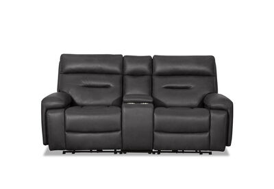 HOLLYWOOD FABRIC - Media 2 Seater with Electric Recliners & Console