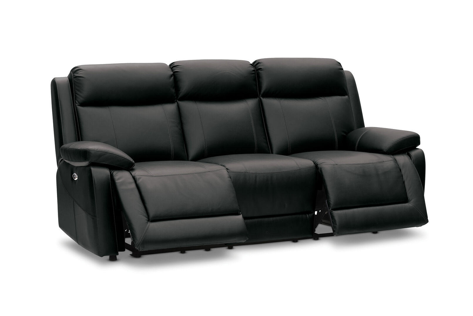 BLACK SAN MARCO Leather 3 Seater Recliner Lounge Amart Furniture
