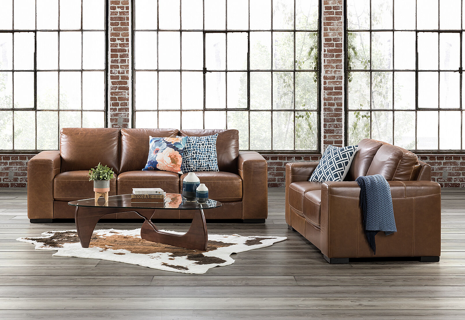 Antonio Leather Sofa Pair Amart Furniture