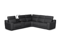VANTRO LEATHER - Corner Lounge with 2 Inbuilt Electric Recliners and Speaker Console VANTRO LEATHER