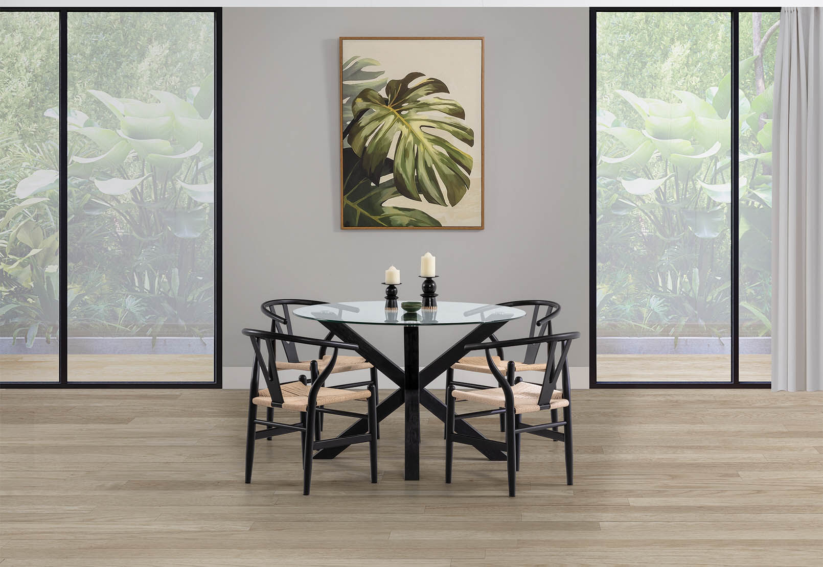 PROMENADE - 5 Piece Dining Suite with Wishbone Replica MKII Dining Chairs PROMENADE