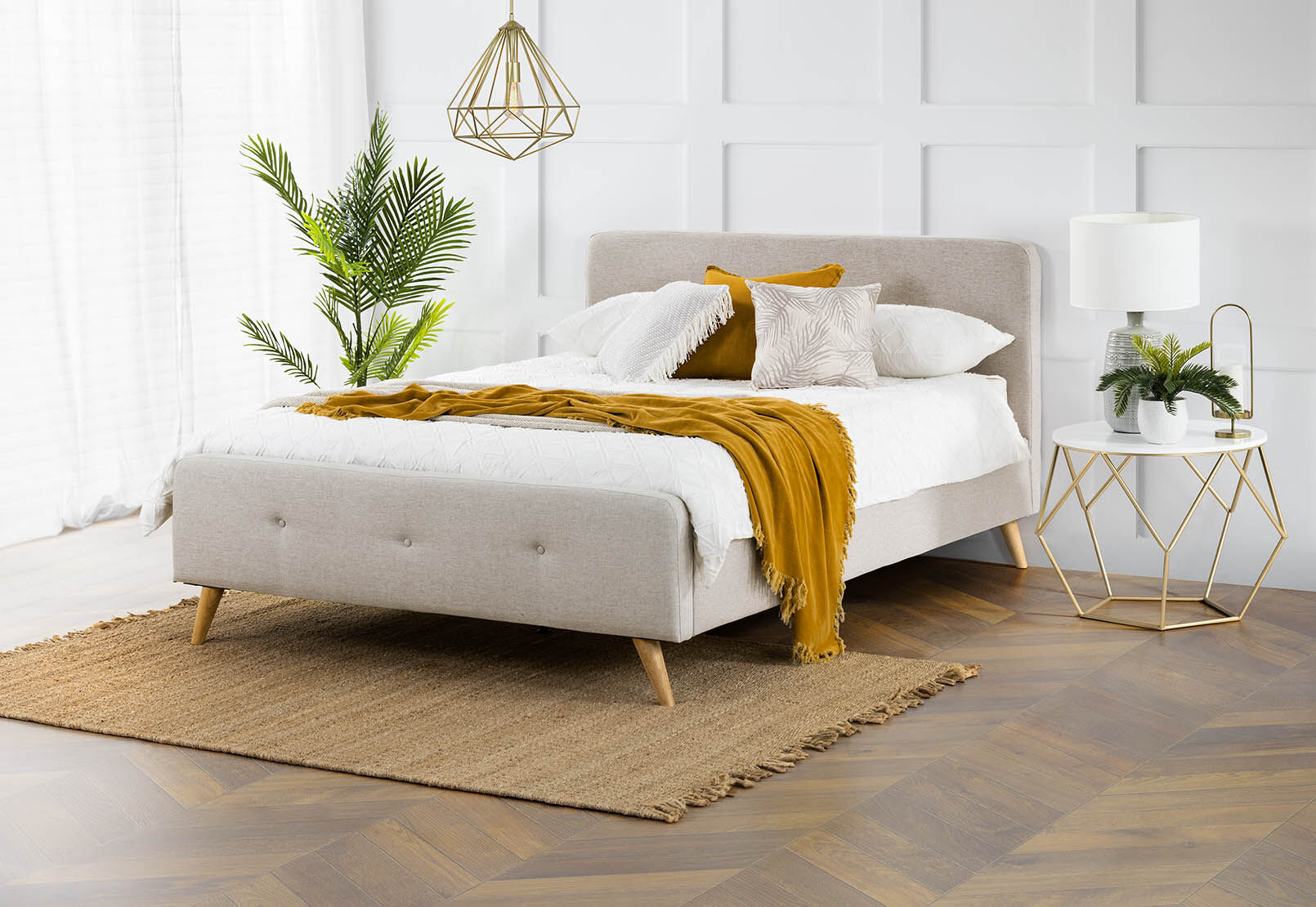 RAINEY - Linen Queen Bed RAINEY