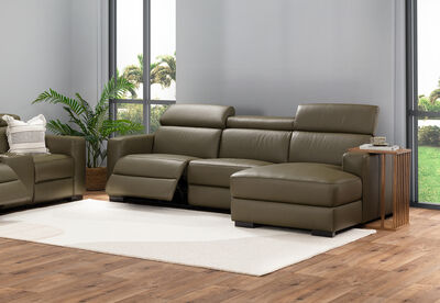 DAMIAN LEATHER - 3 Seater Sofa with RHF Chaise