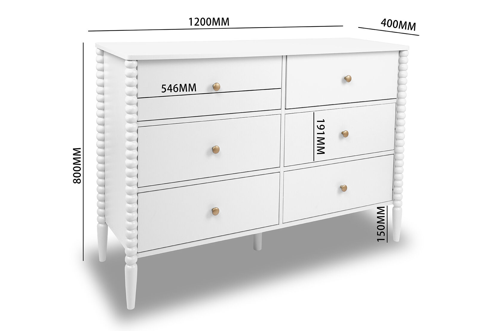 PORDENONE - 6 Drawer Dresser PORDENONE