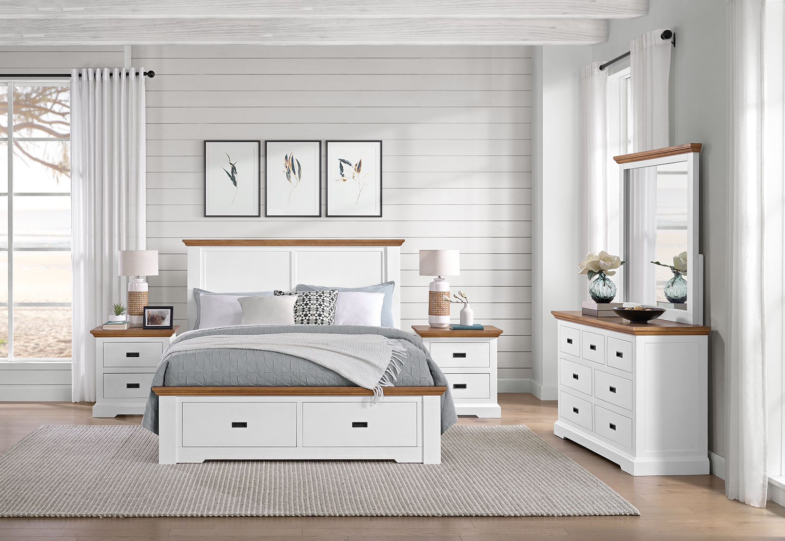 CHARLSBOURG - 4 Piece King Bed Dresser Suite CHARLSBOURG